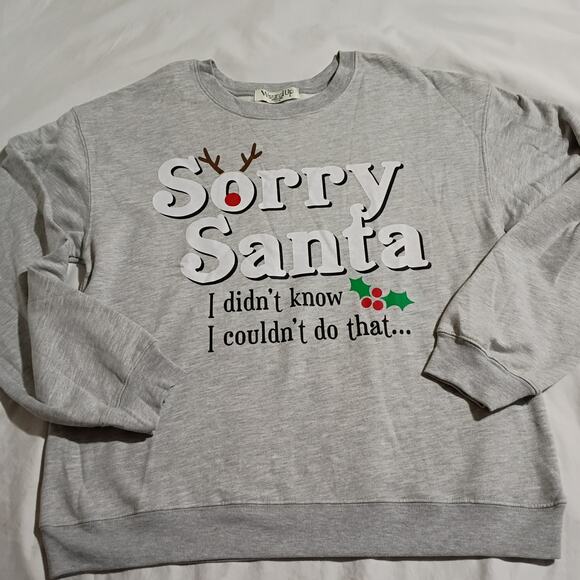 Ugly Christmas Sweatshirt Women's L (11-12) Grey Wound Up Cotton/Poly Blend - Picture 3 of 10